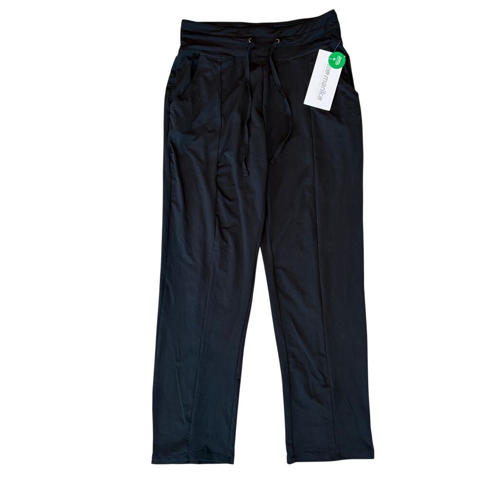 Marika NWT Black Drawstring Waist Straight Leg Leggings Womens Size Small NEW